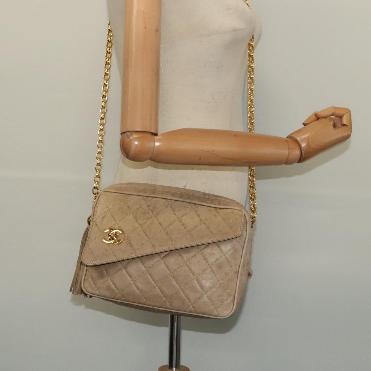 Chanel Camera, Beige, Leather, shoulder