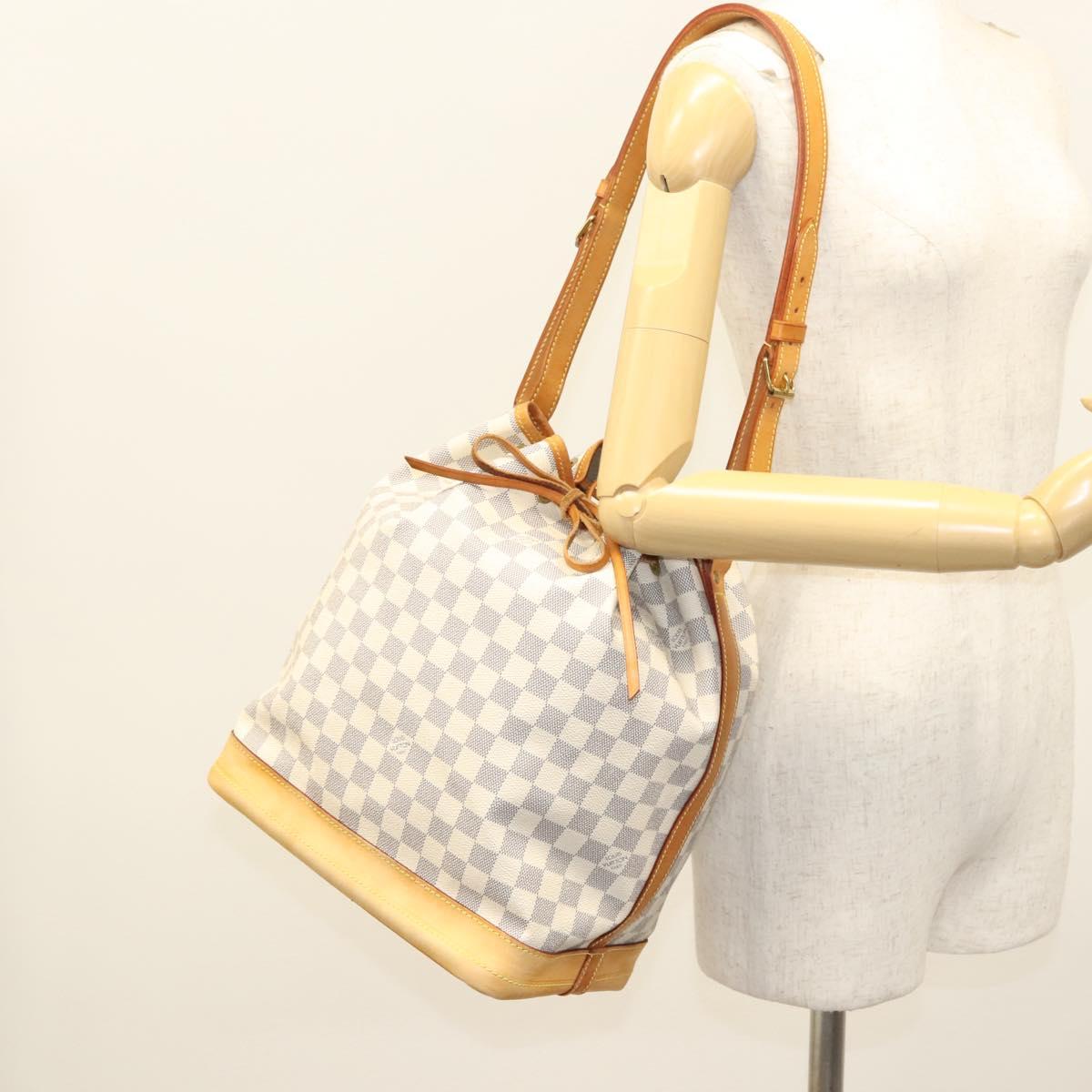 Louis Vuitton Noe, White, Canvas, shoulder