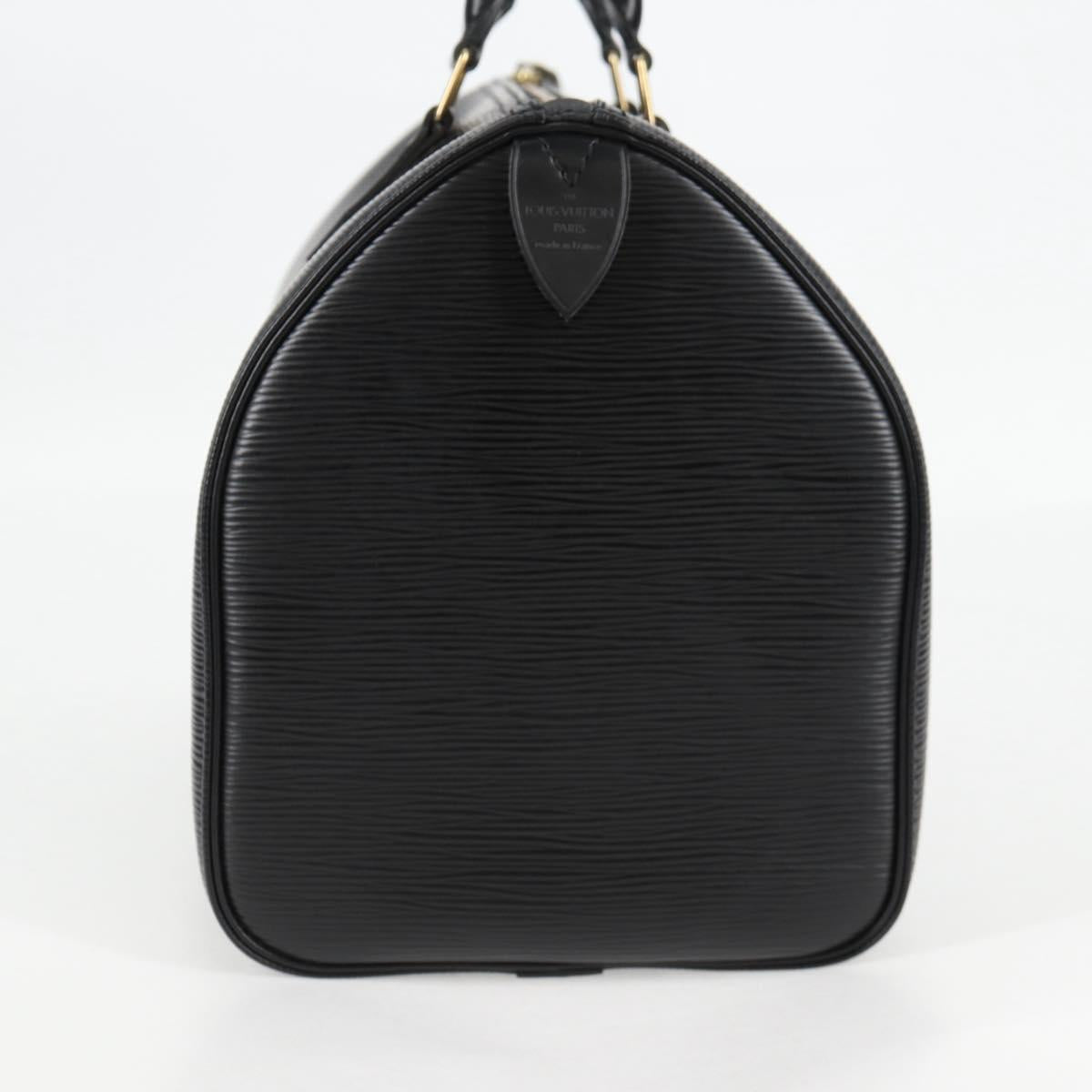 Louis Vuitton Speedy, Black, Leather, handbag