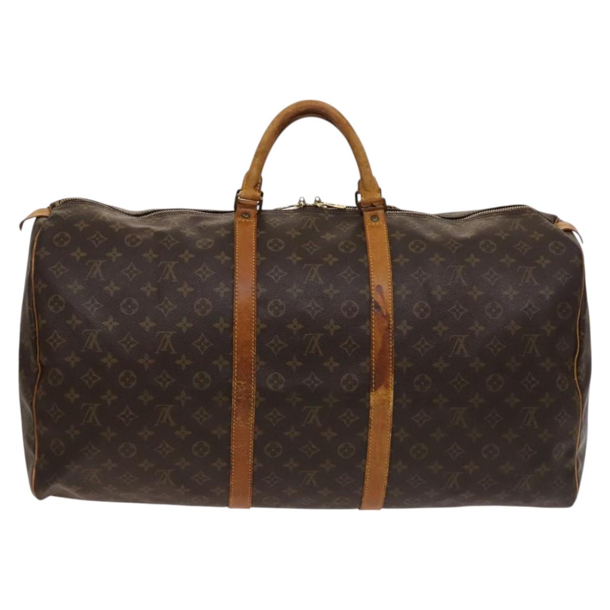 Louis Vuitton Keepall 60, Brown, Canvas, travel