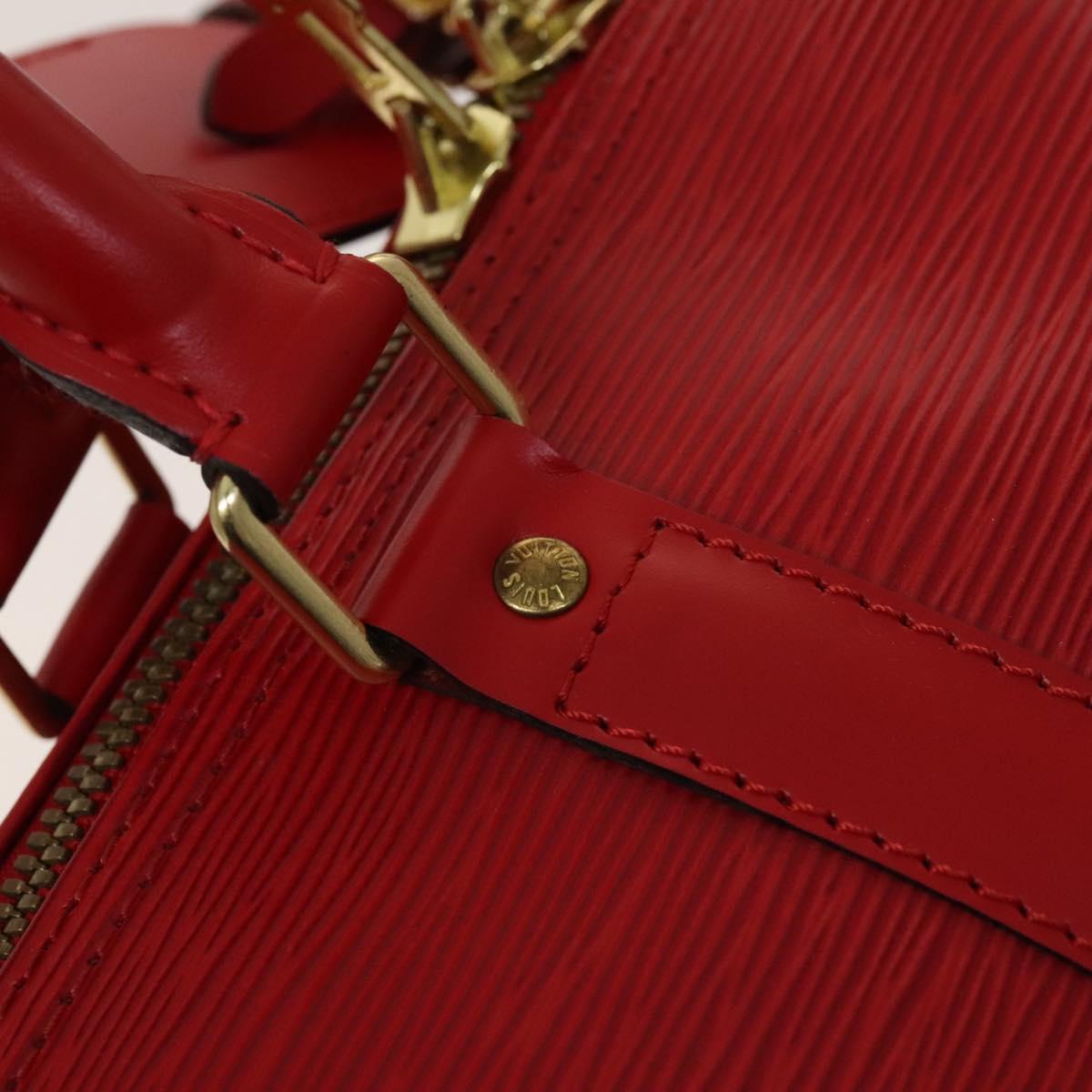 Louis Vuitton Keepall 45, Red, Leather, travel