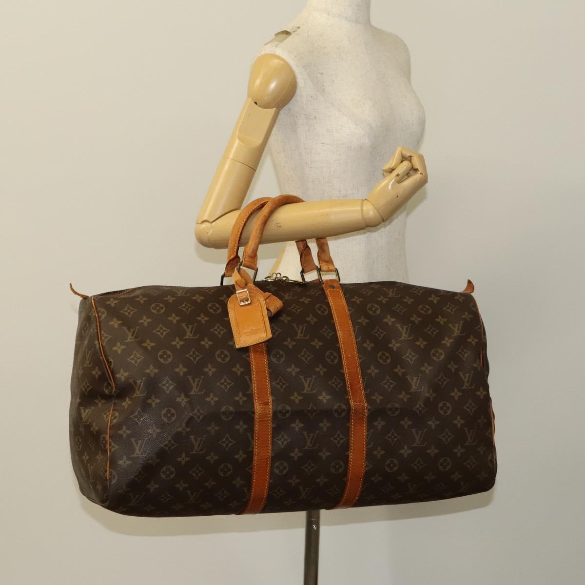 Louis Vuitton Keepall 55, Brown, Canvas, travel