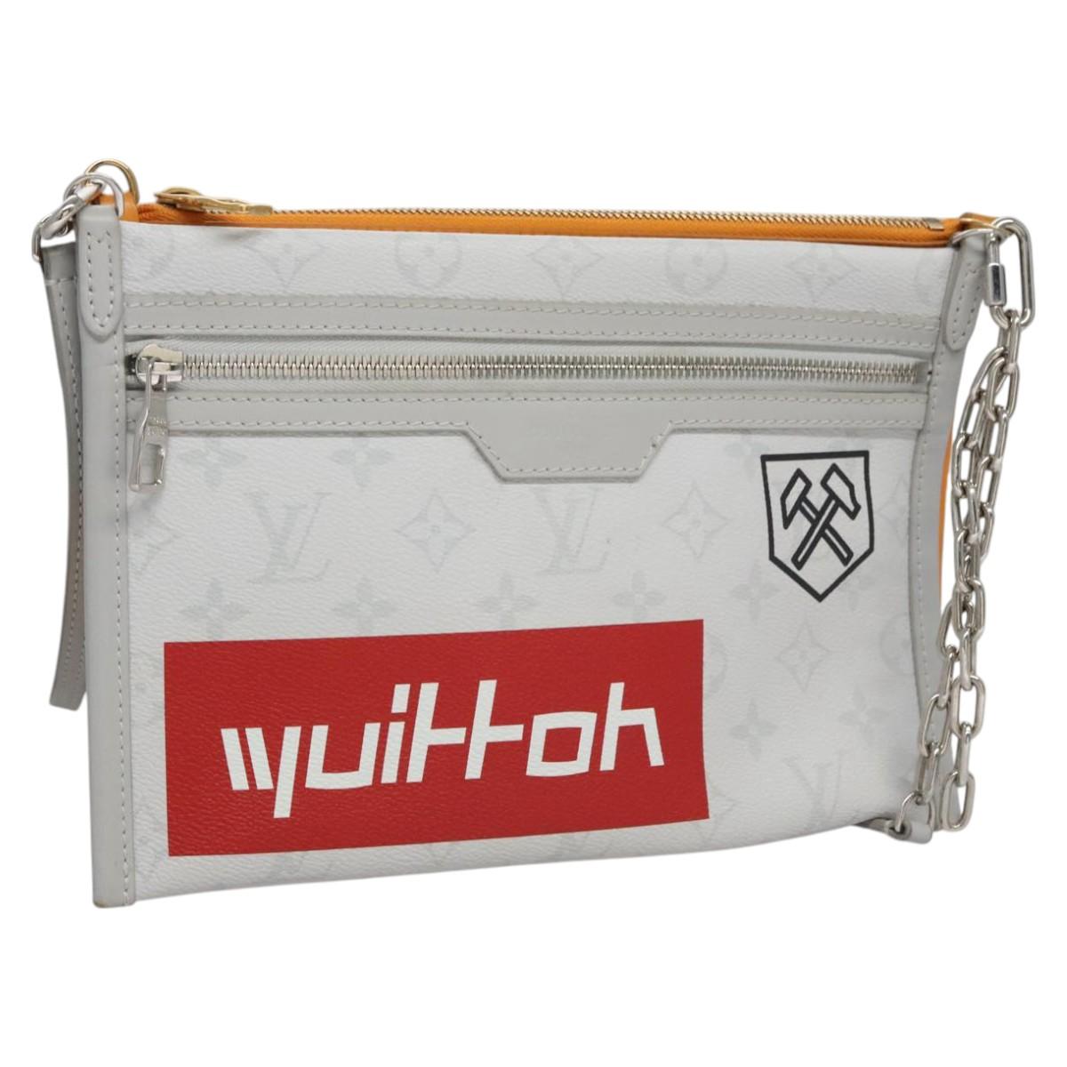 Louis Vuitton Flat messenger, Grey, Canvas, shoulder