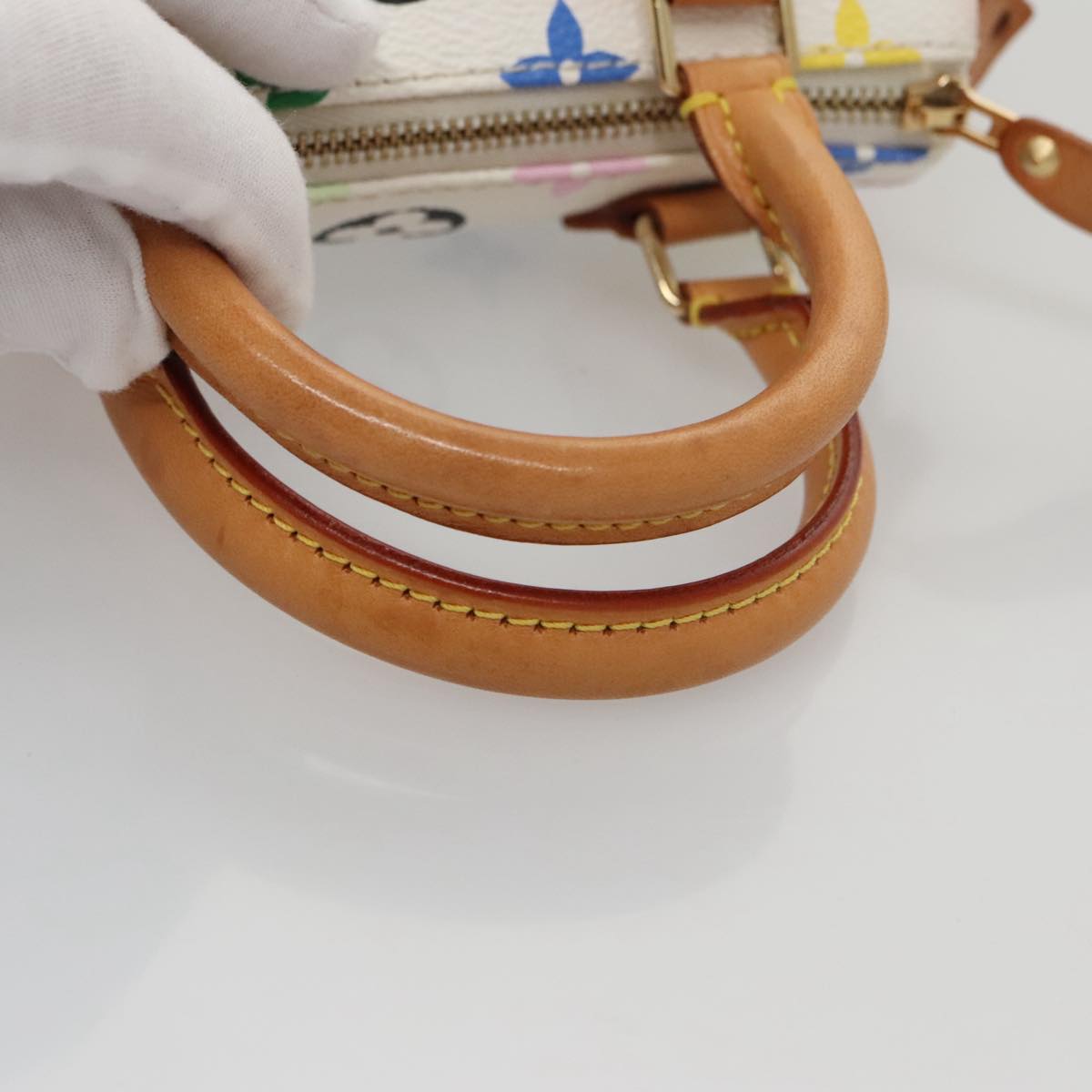 Louis Vuitton Mini speedy, White, Canvas, handbag