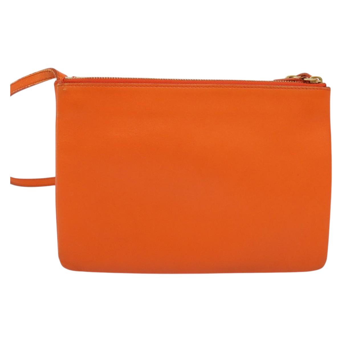 Céline Trio, Orange, Leather, shoulder