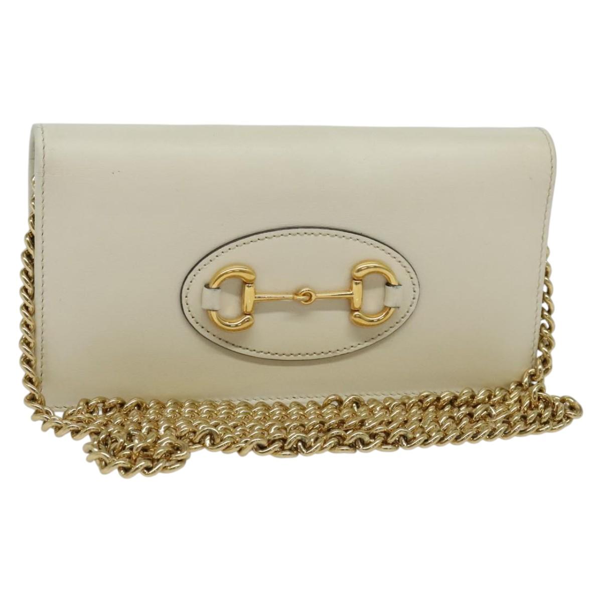 Gucci Horsebit, White, Leather, clutch