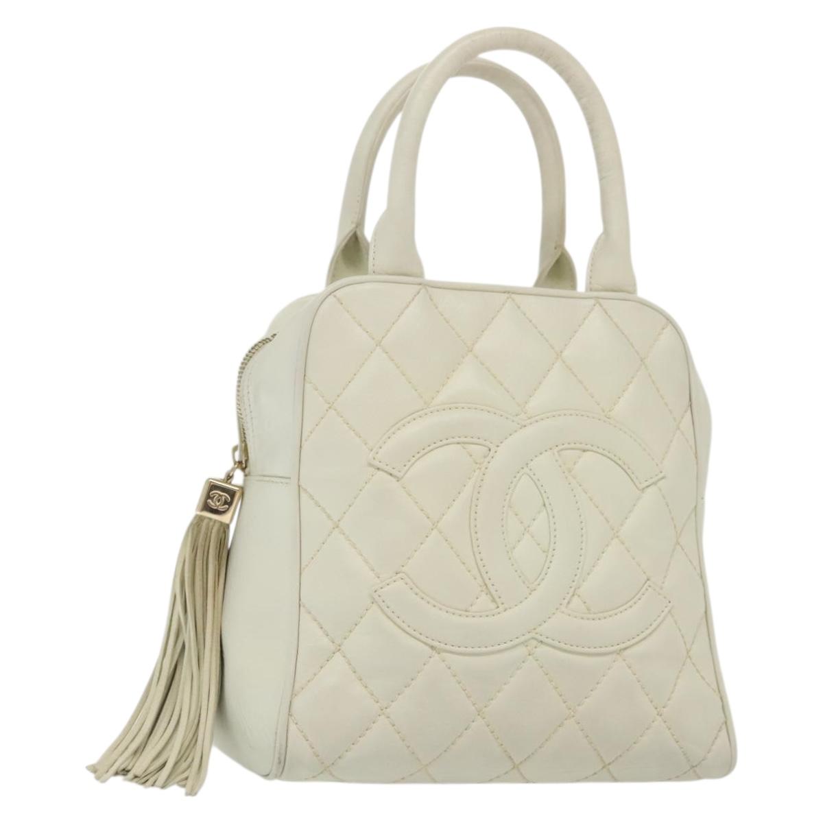 Chanel Coco Mark, White, Leather, handbag