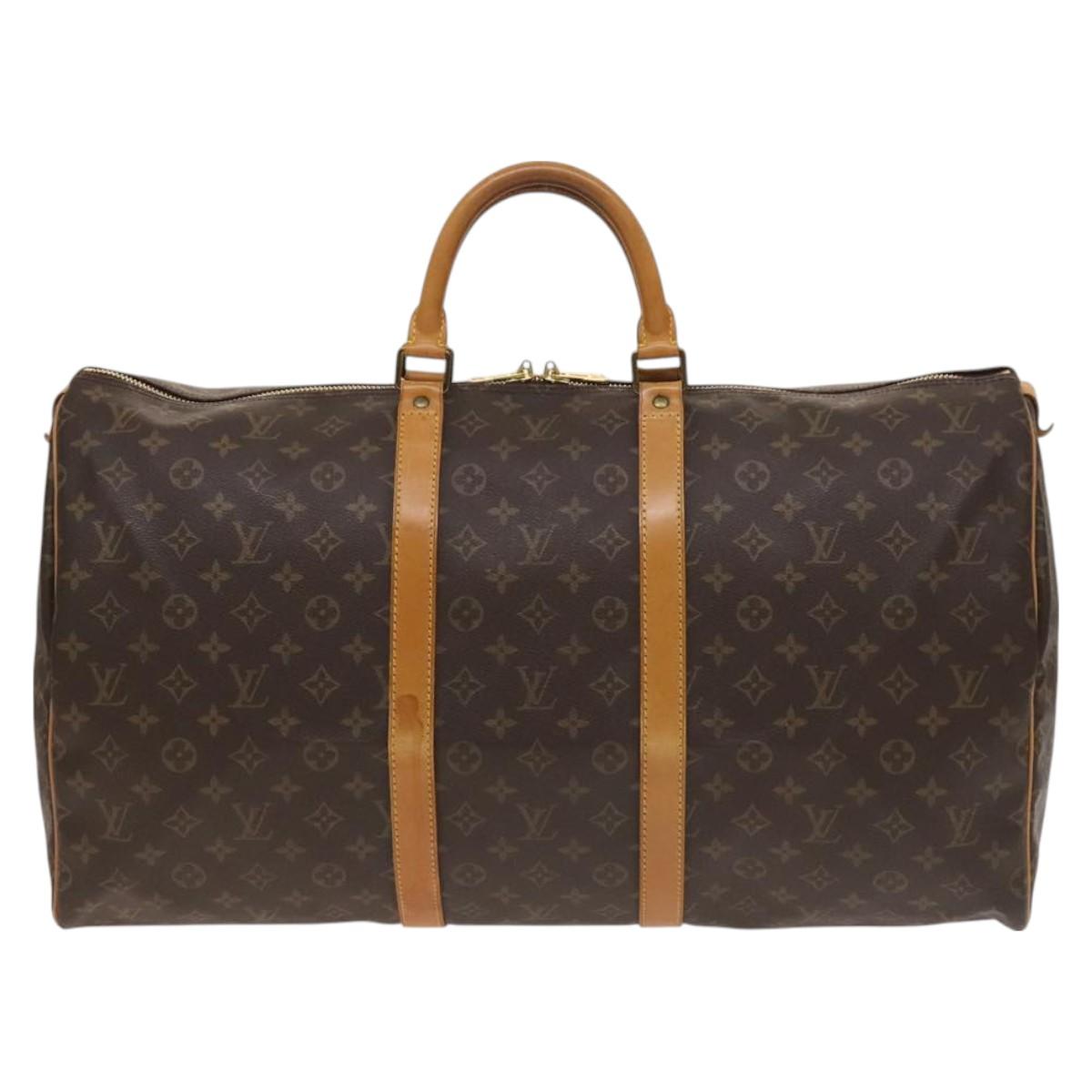 Louis Vuitton Keepall 55, Brown, Canvas, travel