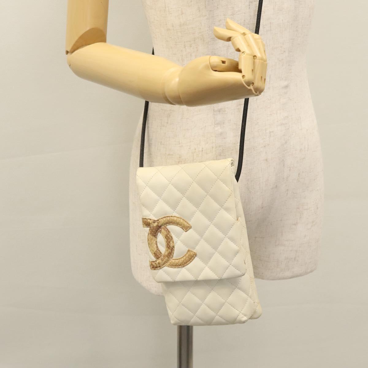 Chanel Cambon, White, Leather, shoulder