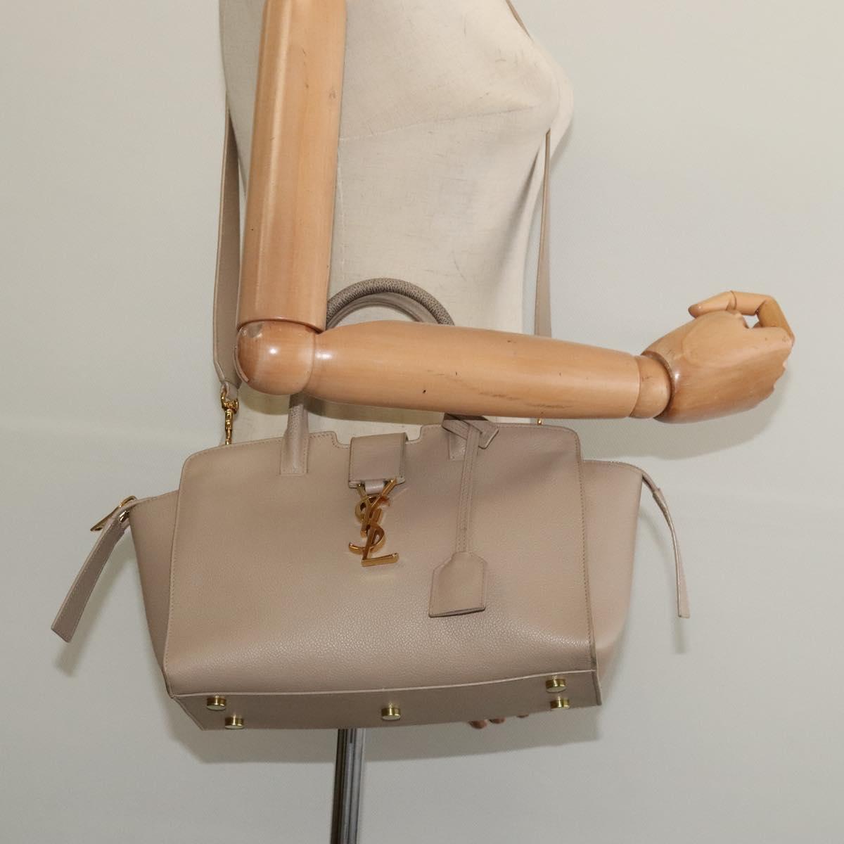 Yves Saint Laurent Downtown, Beige, Leather, handbag