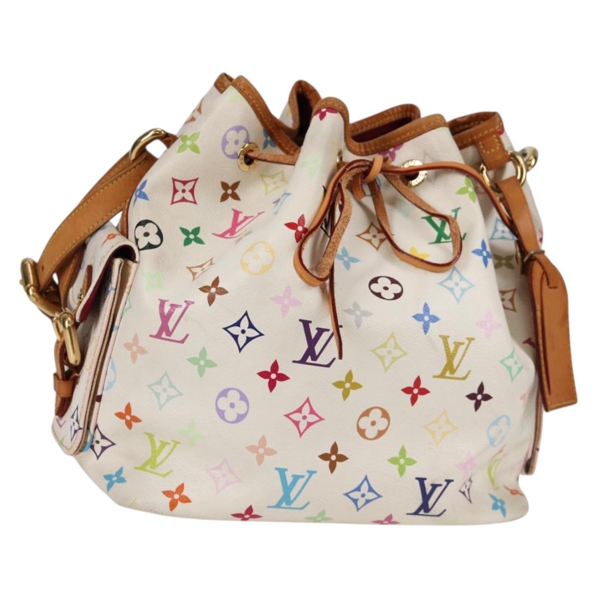 Louis Vuitton Petit Noé, White, Canvas, shoulder