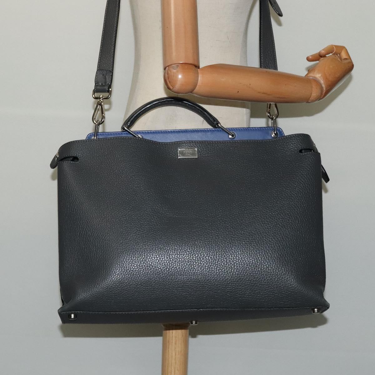 Fendi Peekaboo, Grey, Leather, handbag