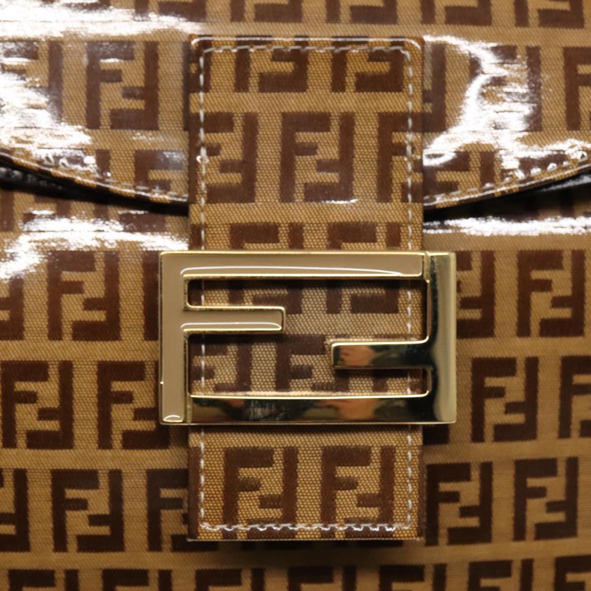 Fendi Baguette, Brown, Canvas, shoulder