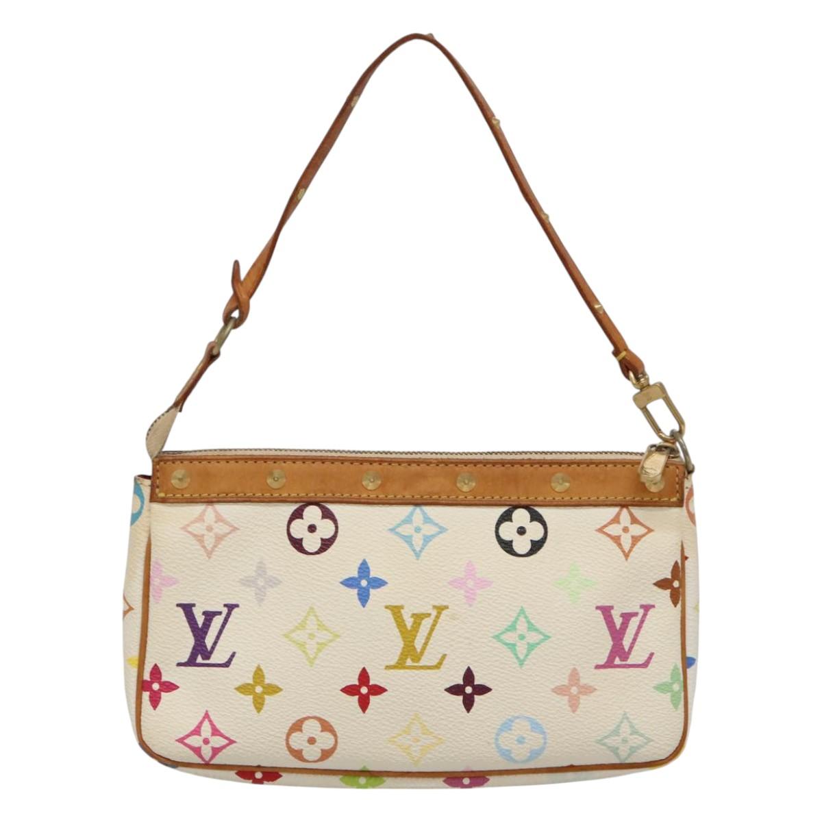 Louis Vuitton Pochette Accessoire, White, Canvas, clutch
