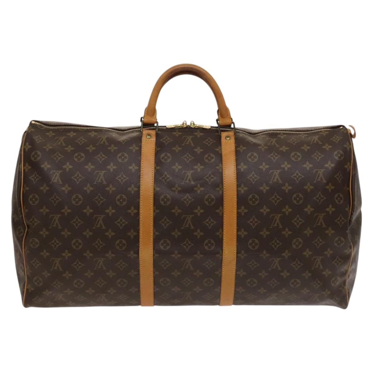 Louis Vuitton Keepall 60, Brown, Canvas, travel