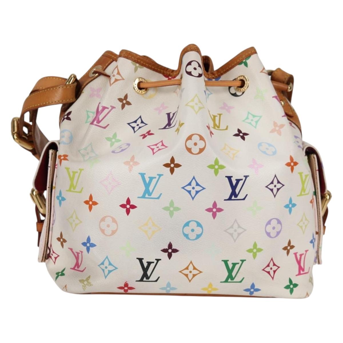 Louis Vuitton Petit Noé, White, Canvas, shoulder