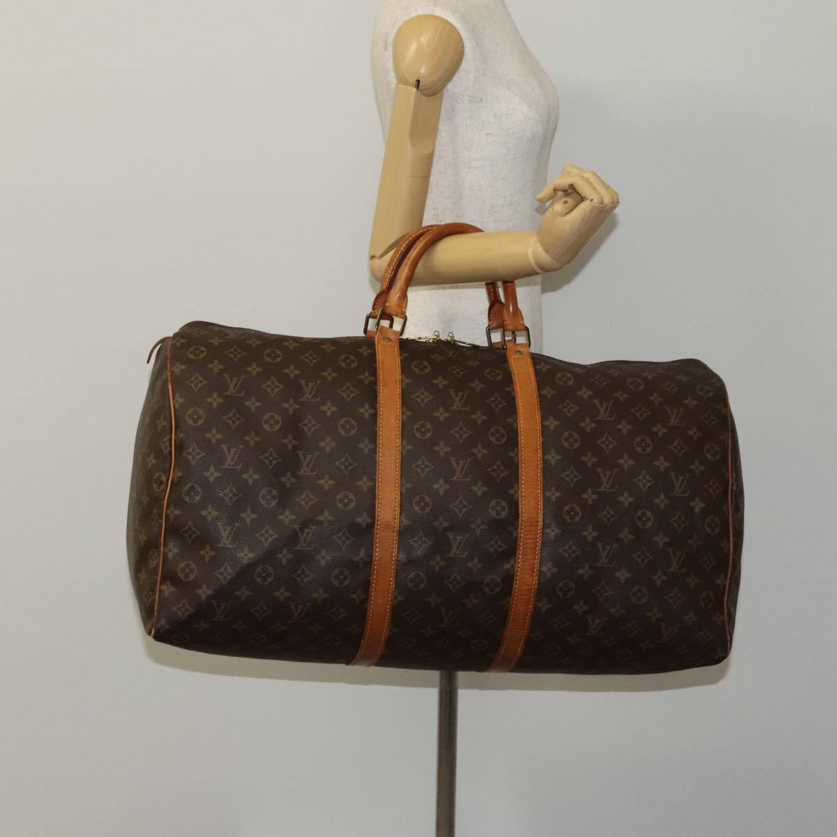 Louis Vuitton Keepall 60, Brown, Canvas, travel