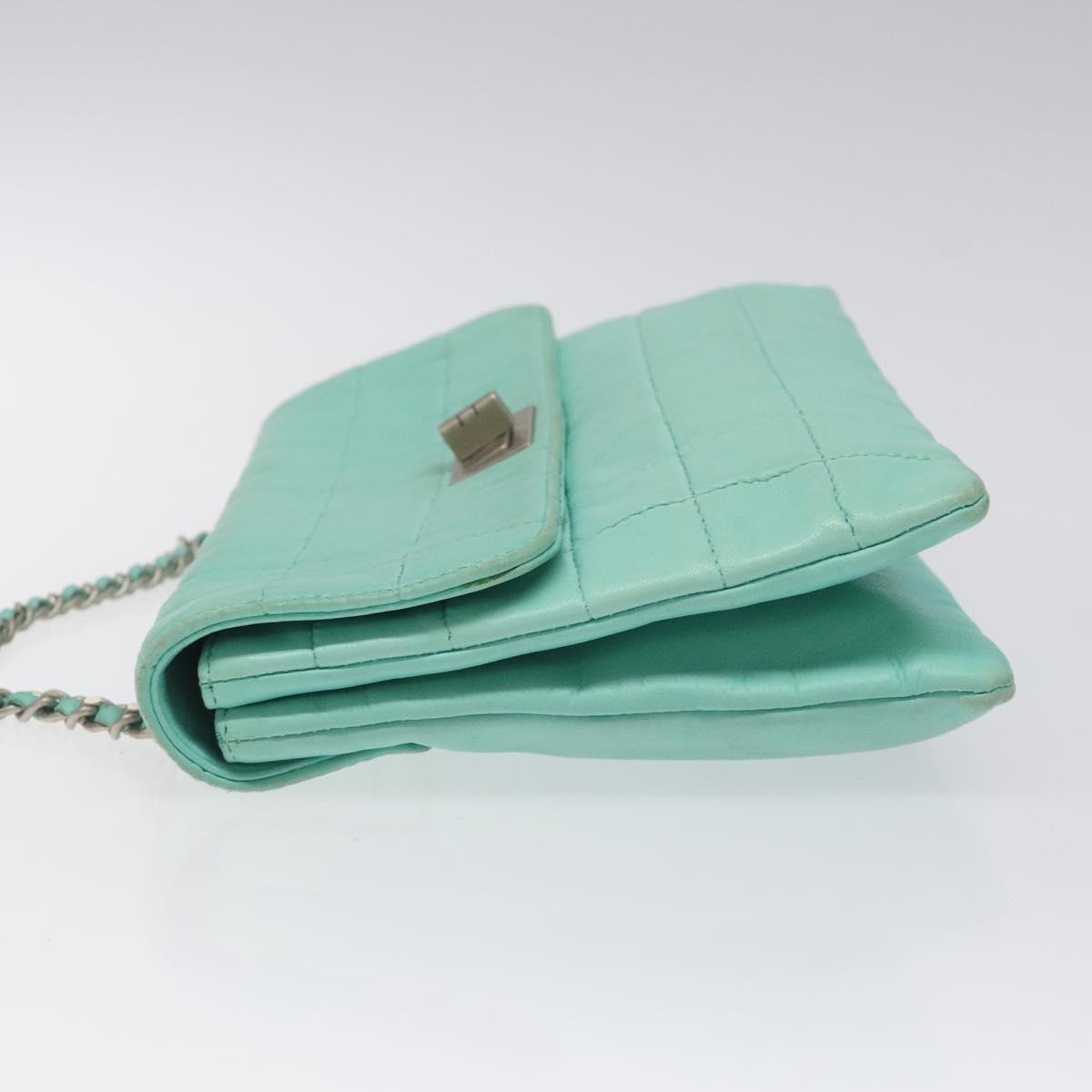 Chanel Chocolate bar, Blue, Leather, shoulder