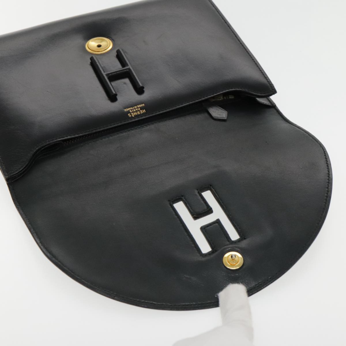 Hermès H, Black, Leather, clutch