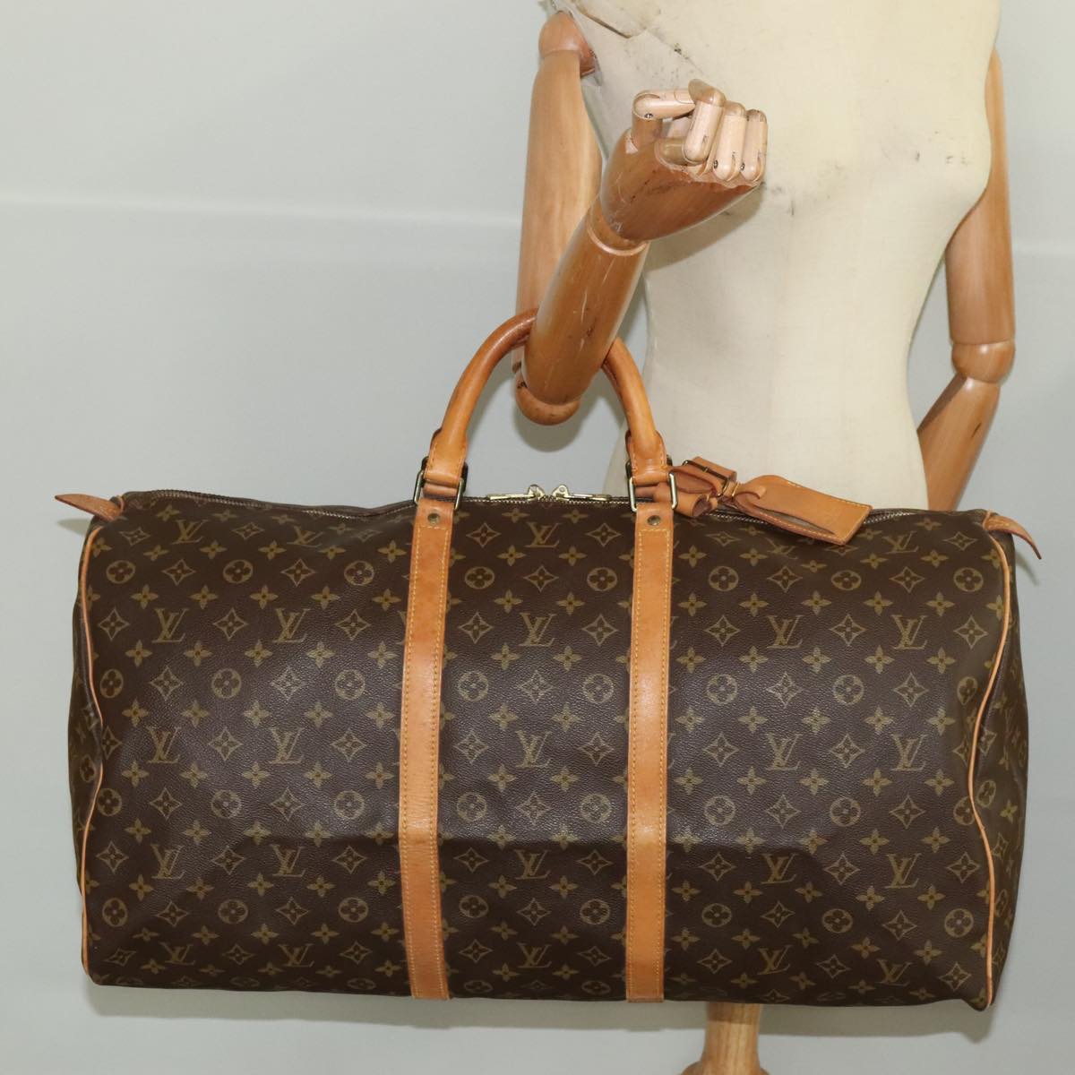 Louis Vuitton Keepall 60, Brown, Canvas, travel