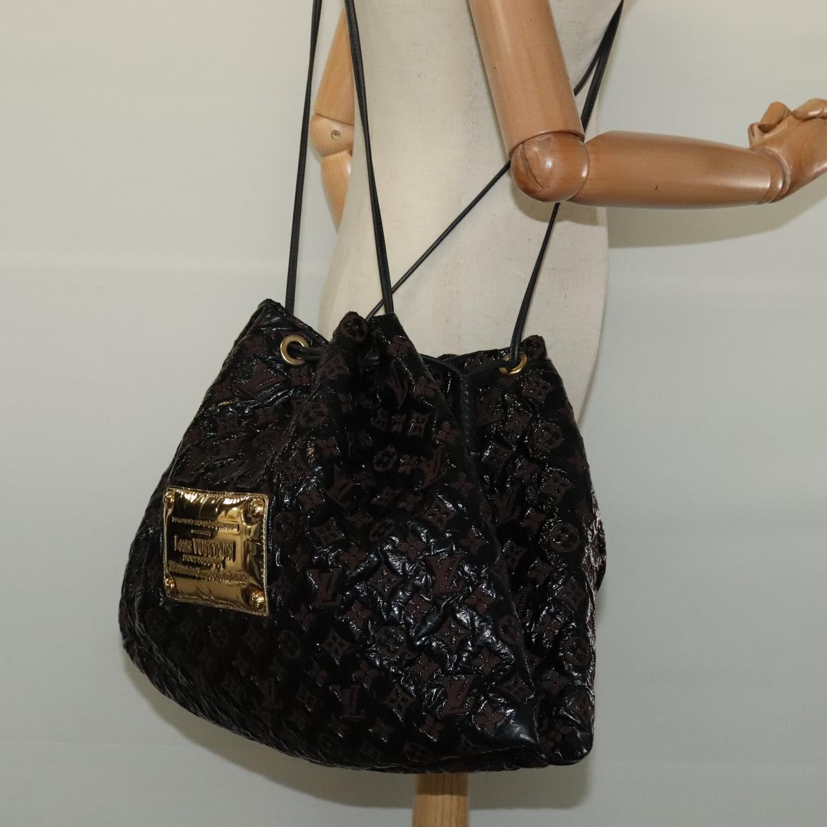 Louis Vuitton Squishy, Black, Canvas, shoulder