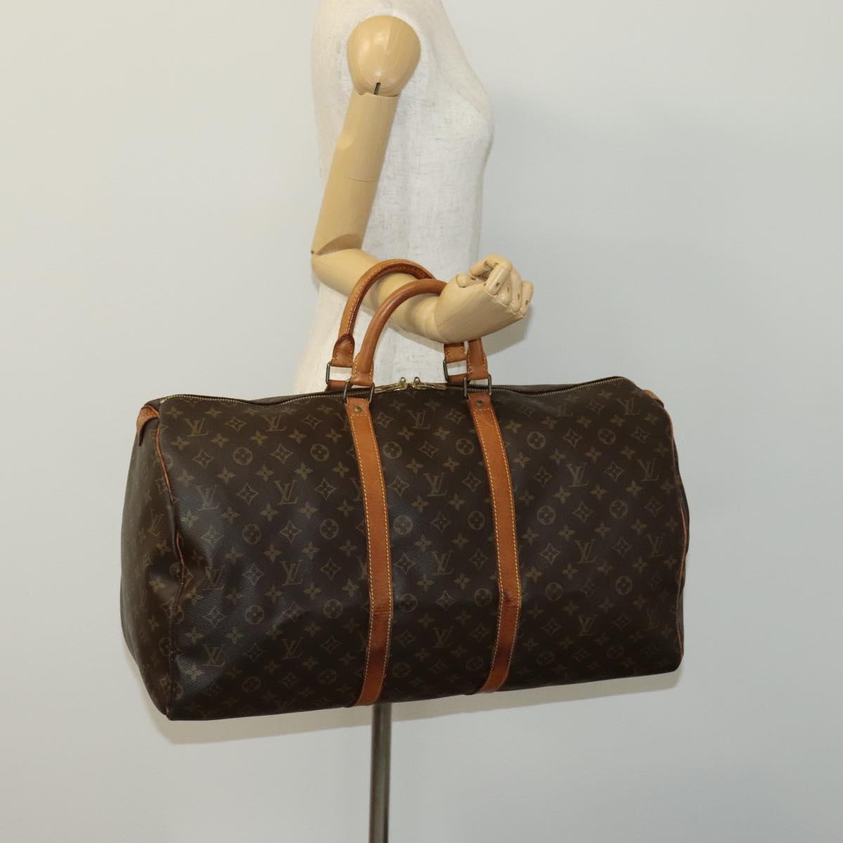 Louis Vuitton Keepall 55, Brown, Canvas, travel
