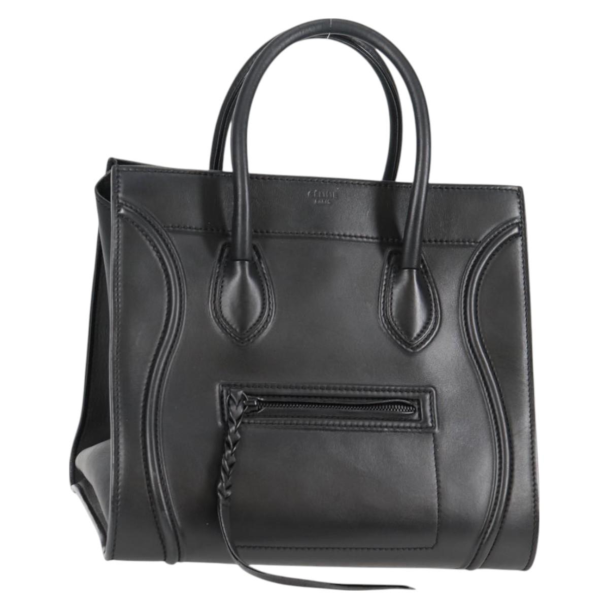 Céline Luggage Phantom, Black, Leather, tote