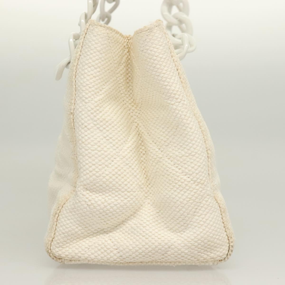 Chanel Logo CC, White, Canvas, shoulder