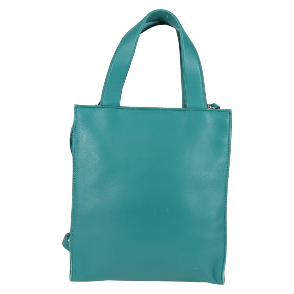Prada Triangle Logo, Blue, Leather, handbag