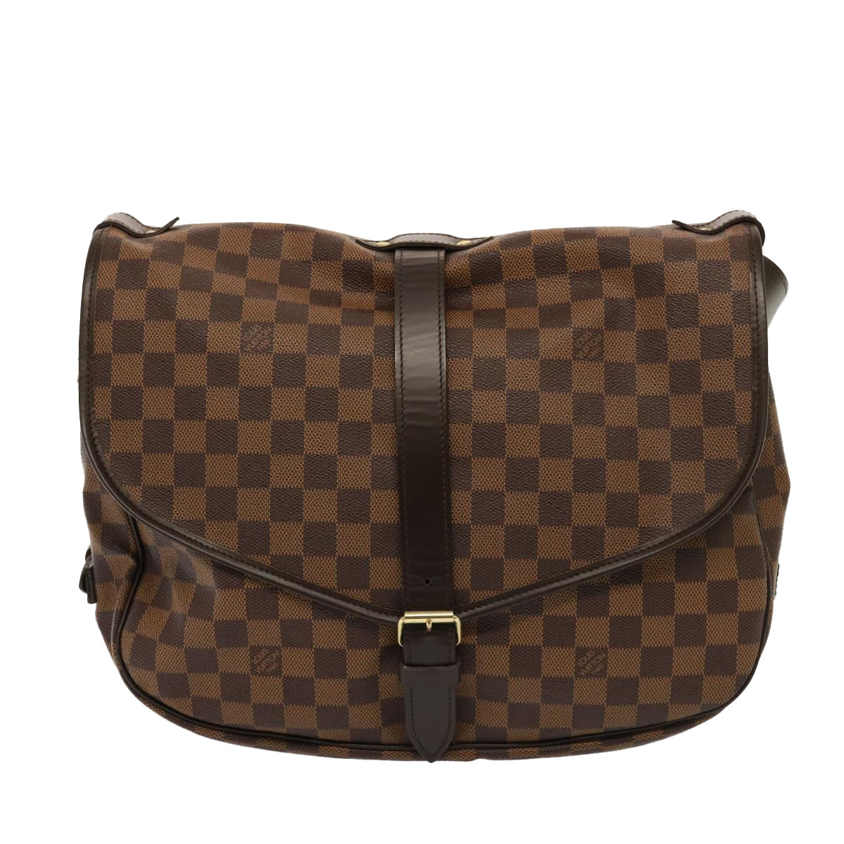 Louis Vuitton Saumur 35, Brown, Canvas, shoulder