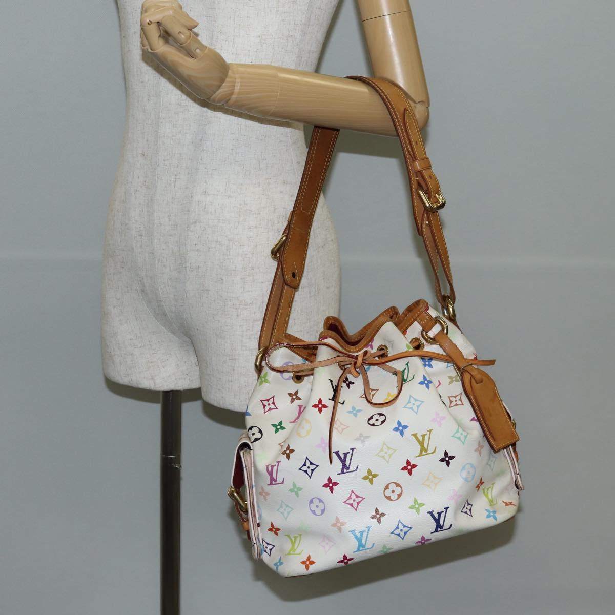 Louis Vuitton Petit Noé, White, Canvas, shoulder
