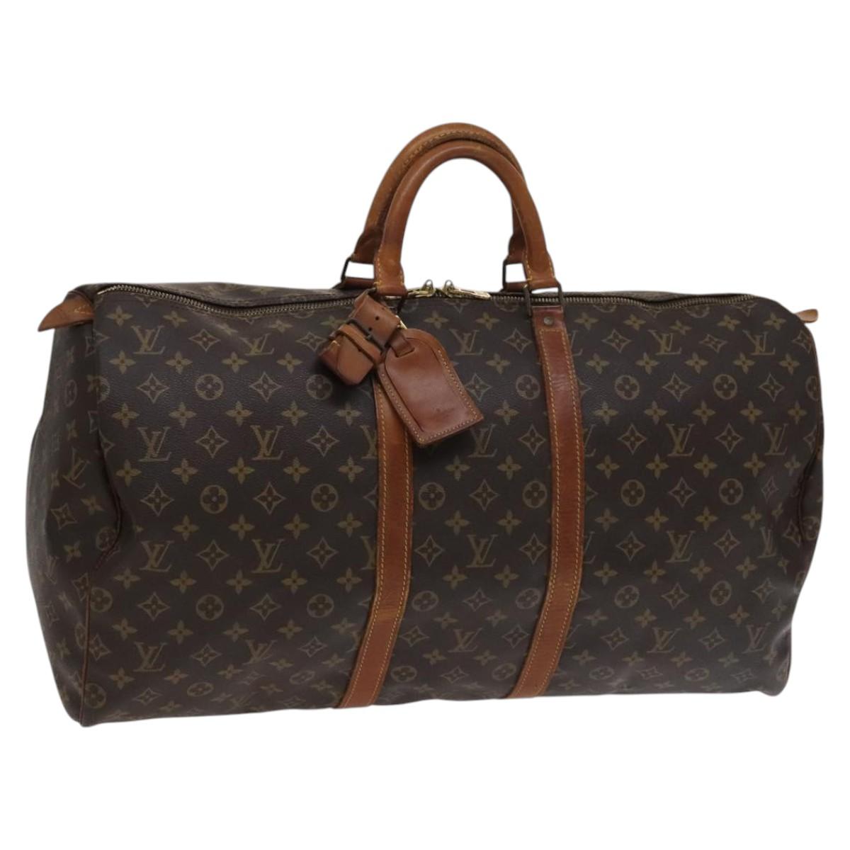 Louis Vuitton Keepall 55, Brown, Canvas, travel
