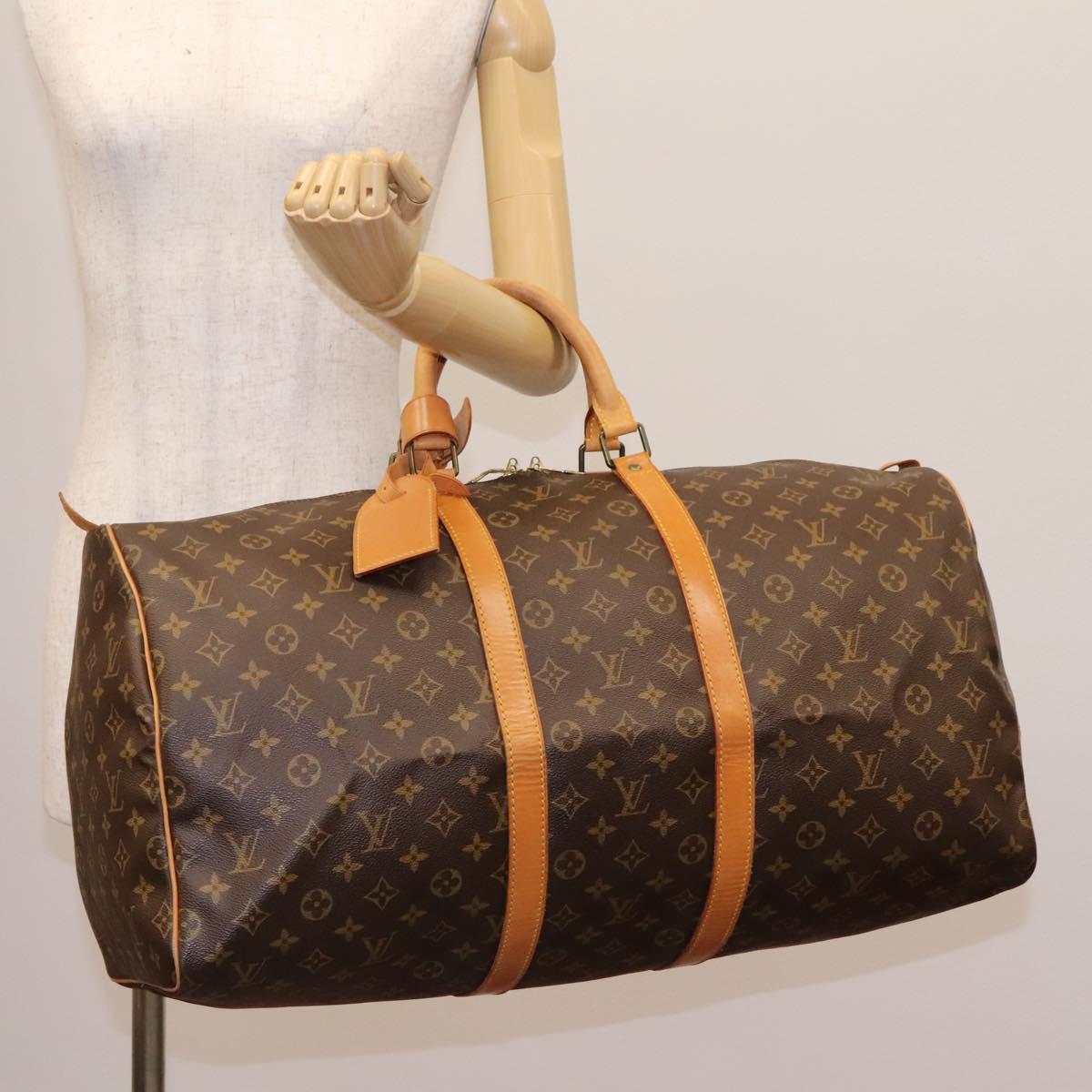 Louis Vuitton Keepall 55, Brown, Canvas, travel