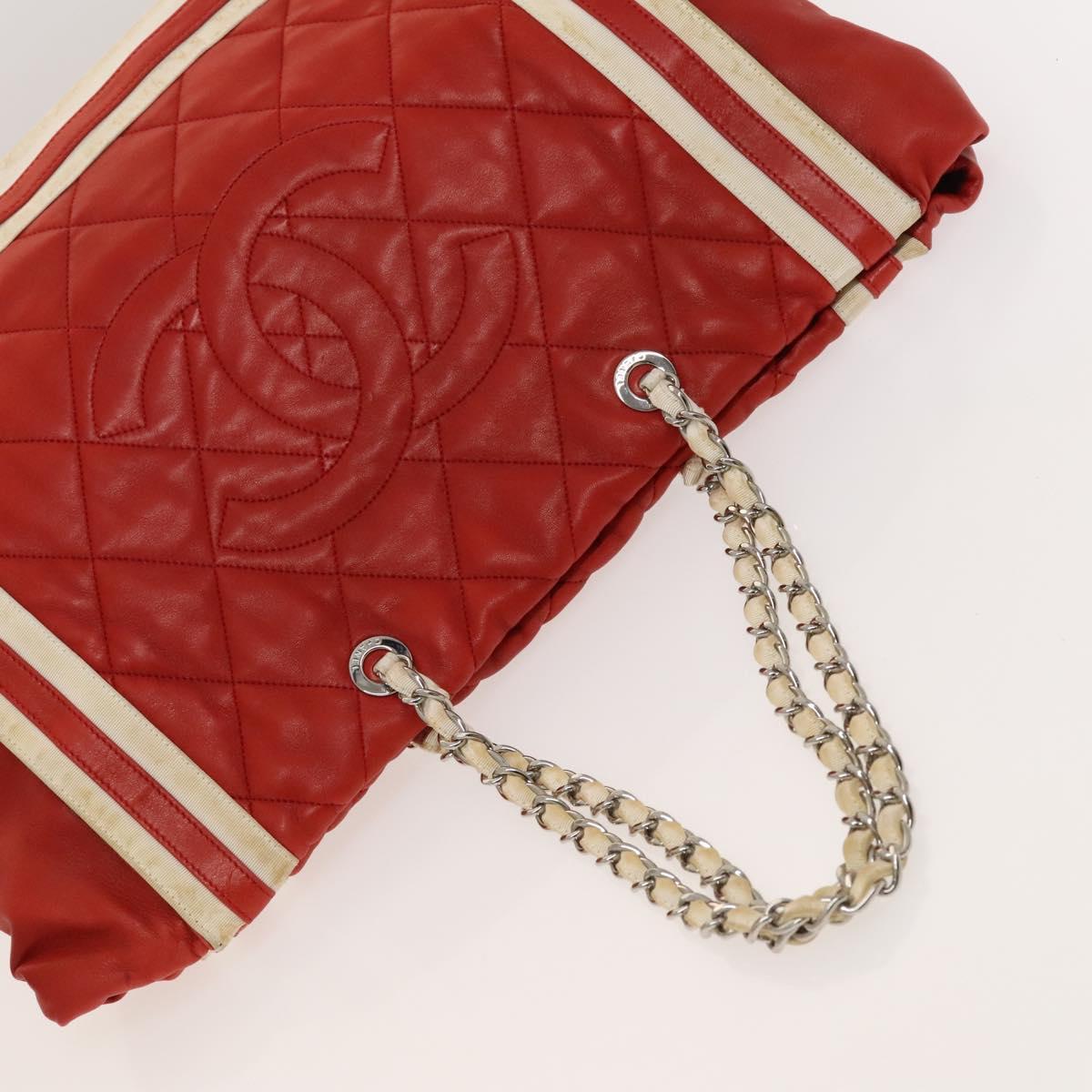 Chanel Coco Mark, Red, Leather, tote