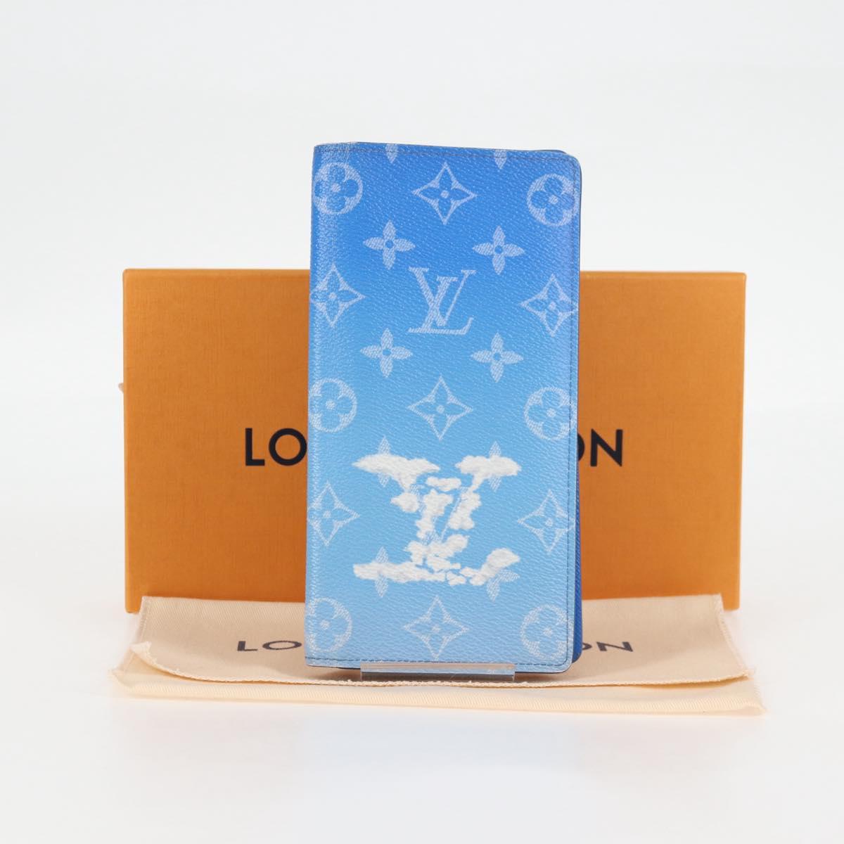 Louis Vuitton Brazza, Blue, Canvas, wallet