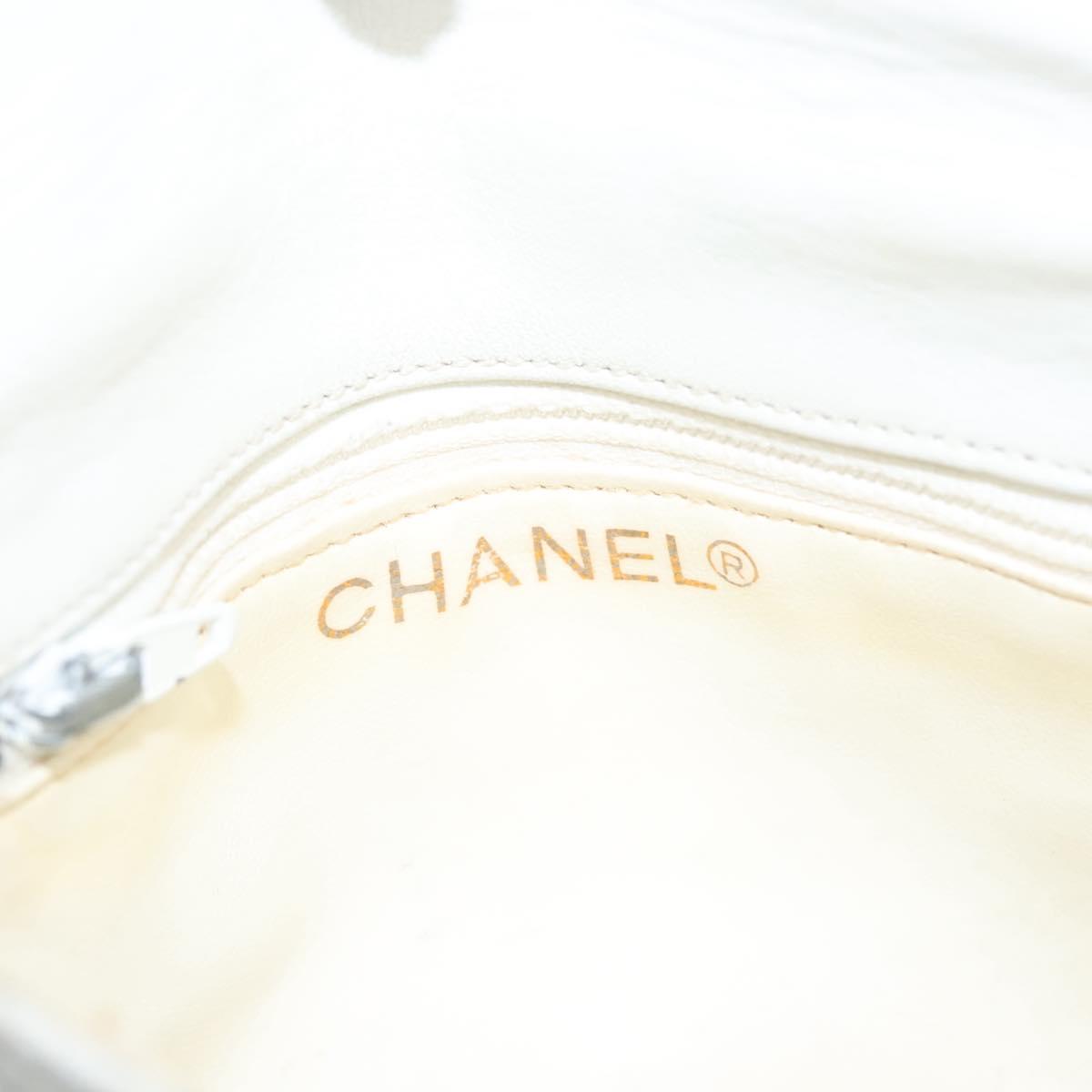 Chanel Cc, White, Leather, shoulder