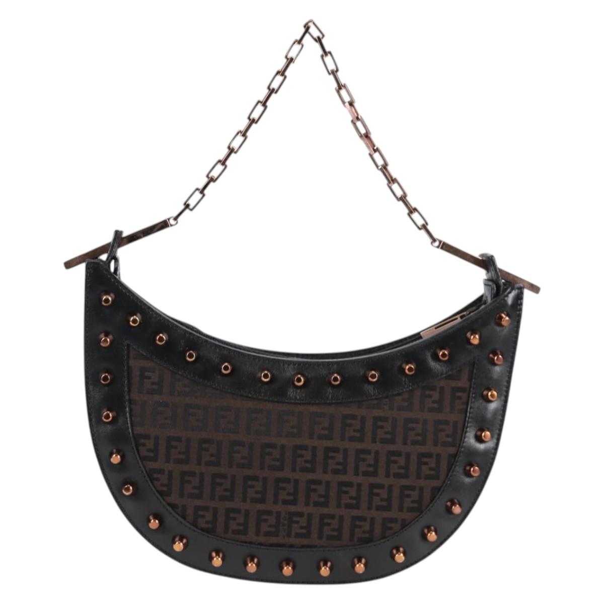 Fendi, Black, Canvas, shoulder