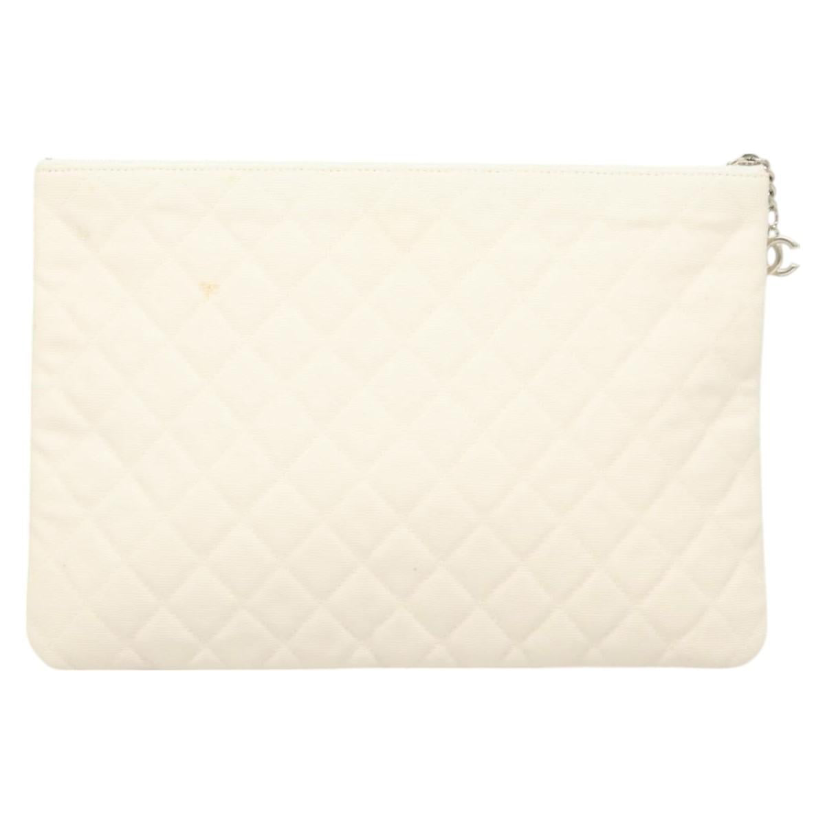 Chanel Coco Cuba, White, Canvas, clutch