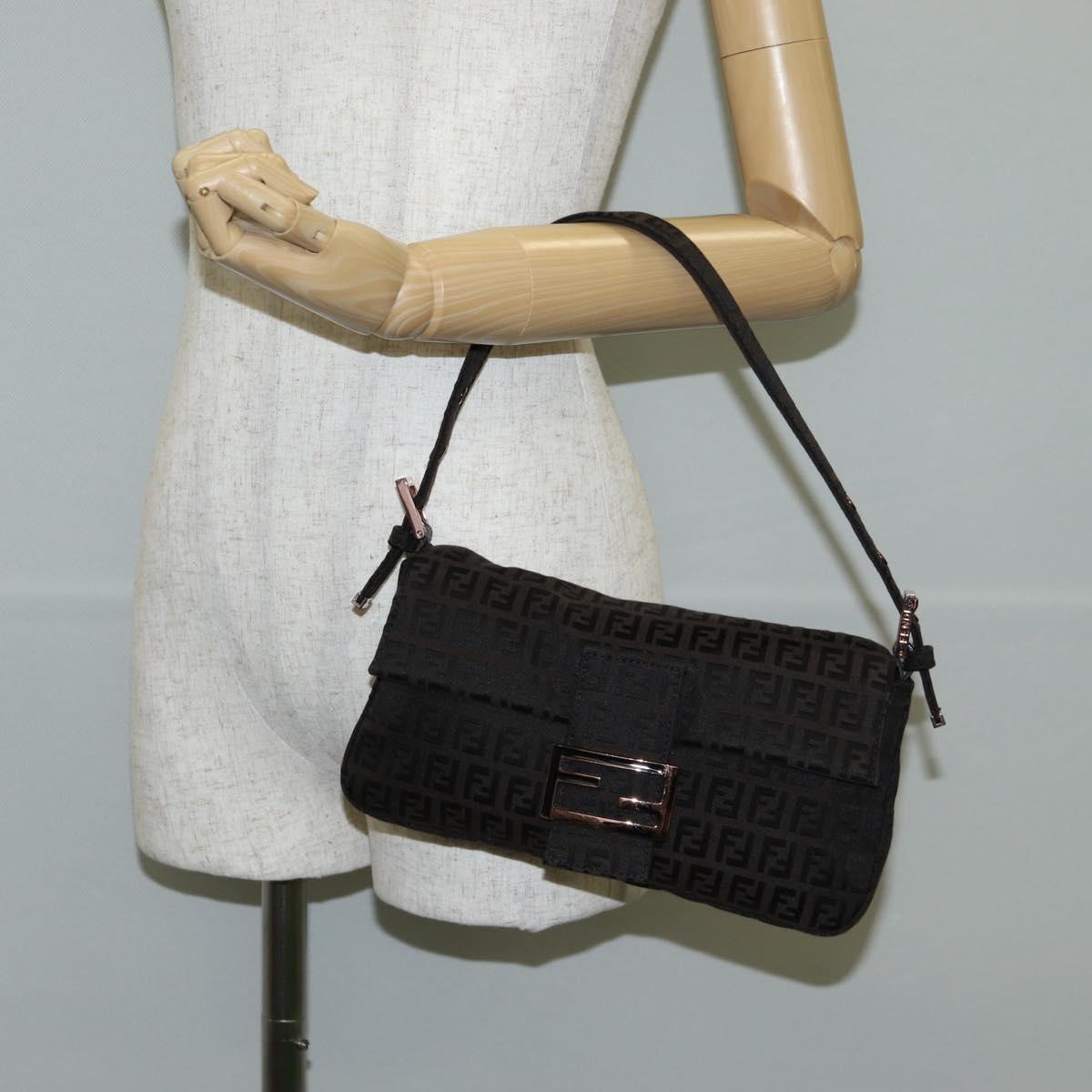 Fendi Baguette, Brown, Canvas, shoulder