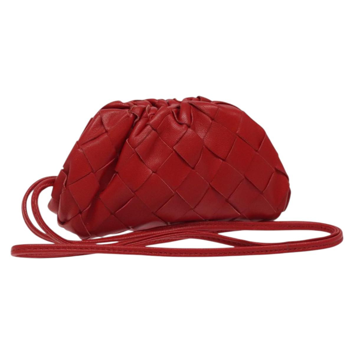 Bottega Veneta, Red, Leather, clutch
