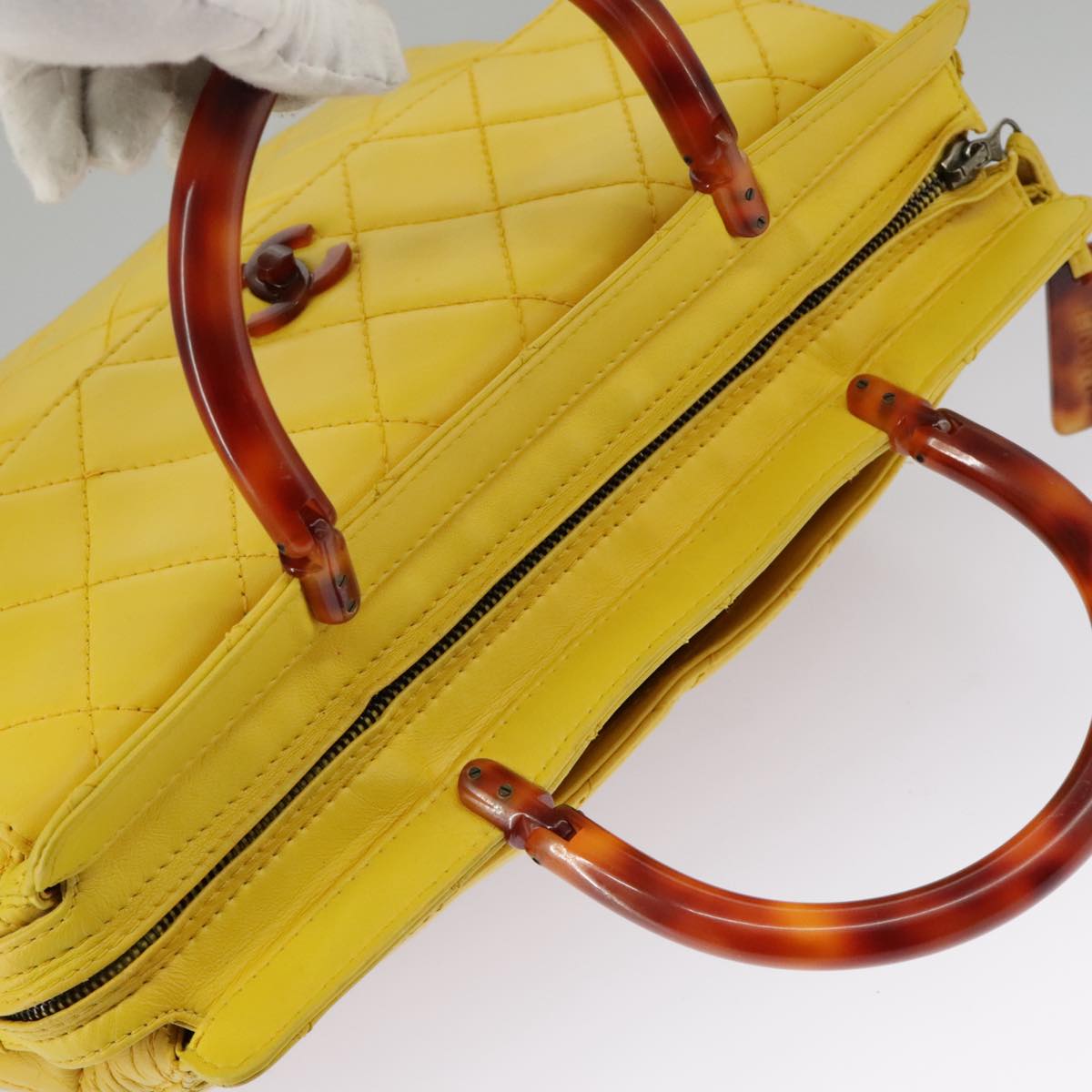 Chanel Cabas, Yellow, Leather, handbag