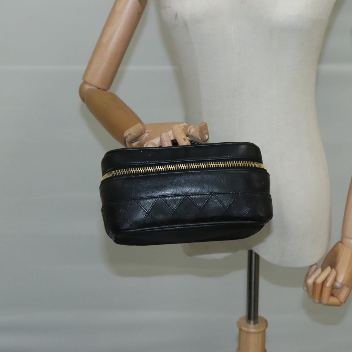 Chanel Vanity, Black, Leather, clutch