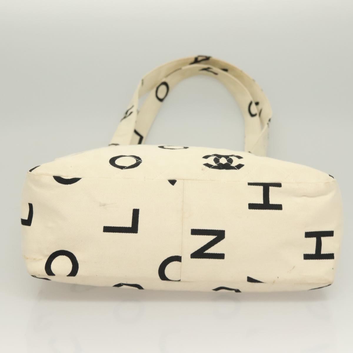 Chanel Cc, White, Canvas, tote