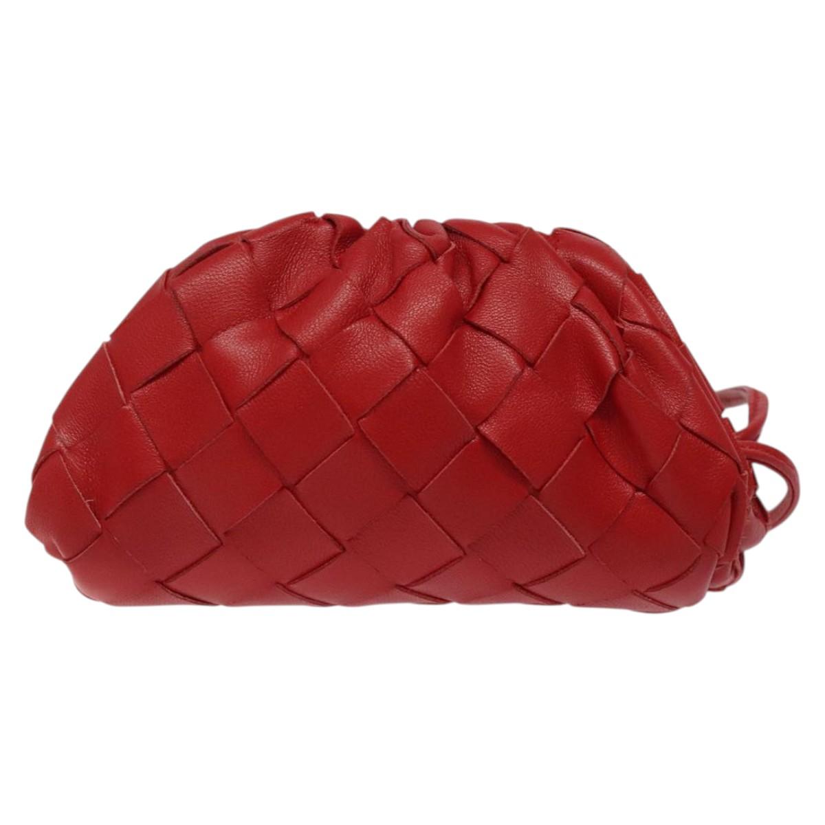 Bottega Veneta, Red, Leather, clutch
