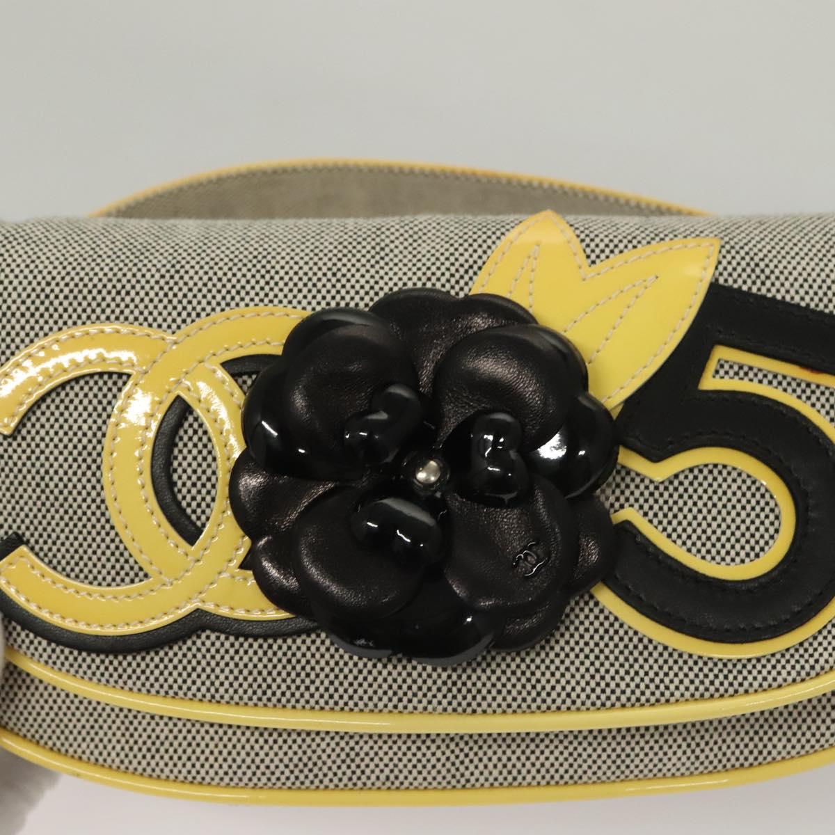 Chanel Camellia, Grey, Canvas, clutch