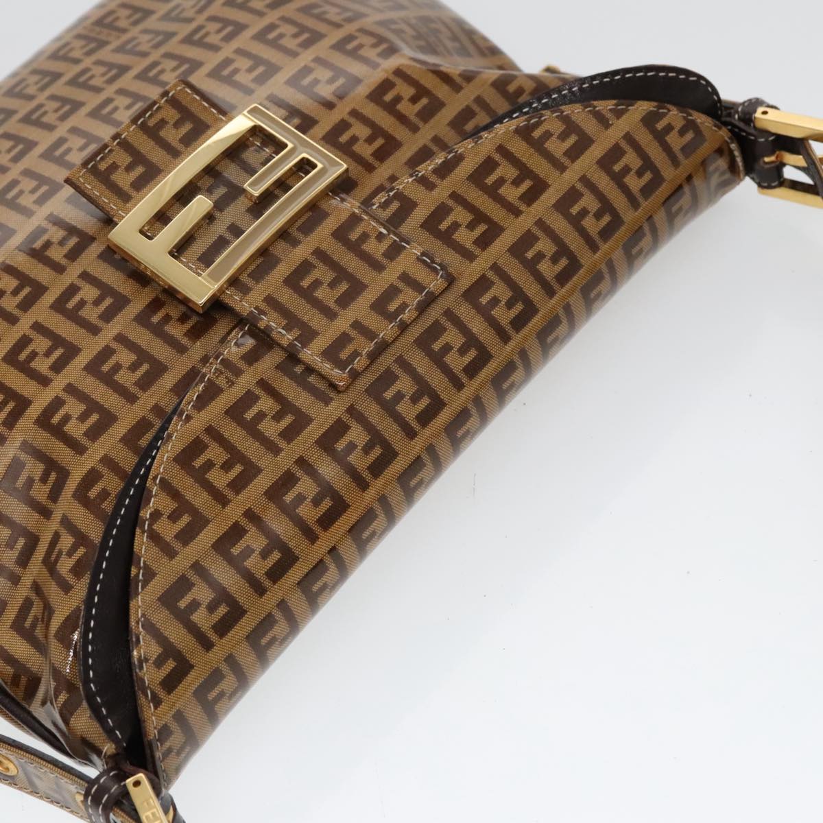 Fendi Baguette, Brown, Canvas, shoulder