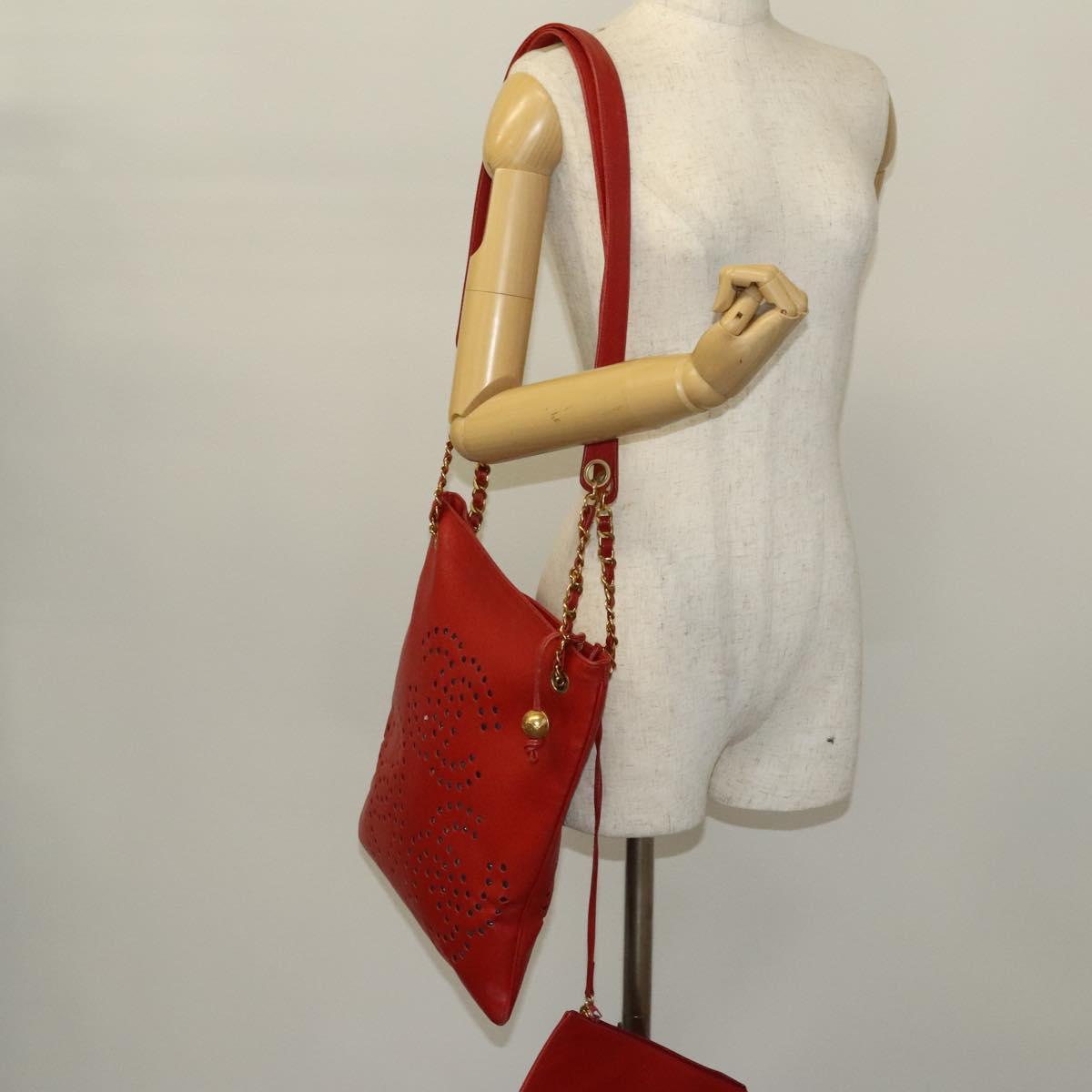 Chanel Triple coco, Red, Leather, shoulder