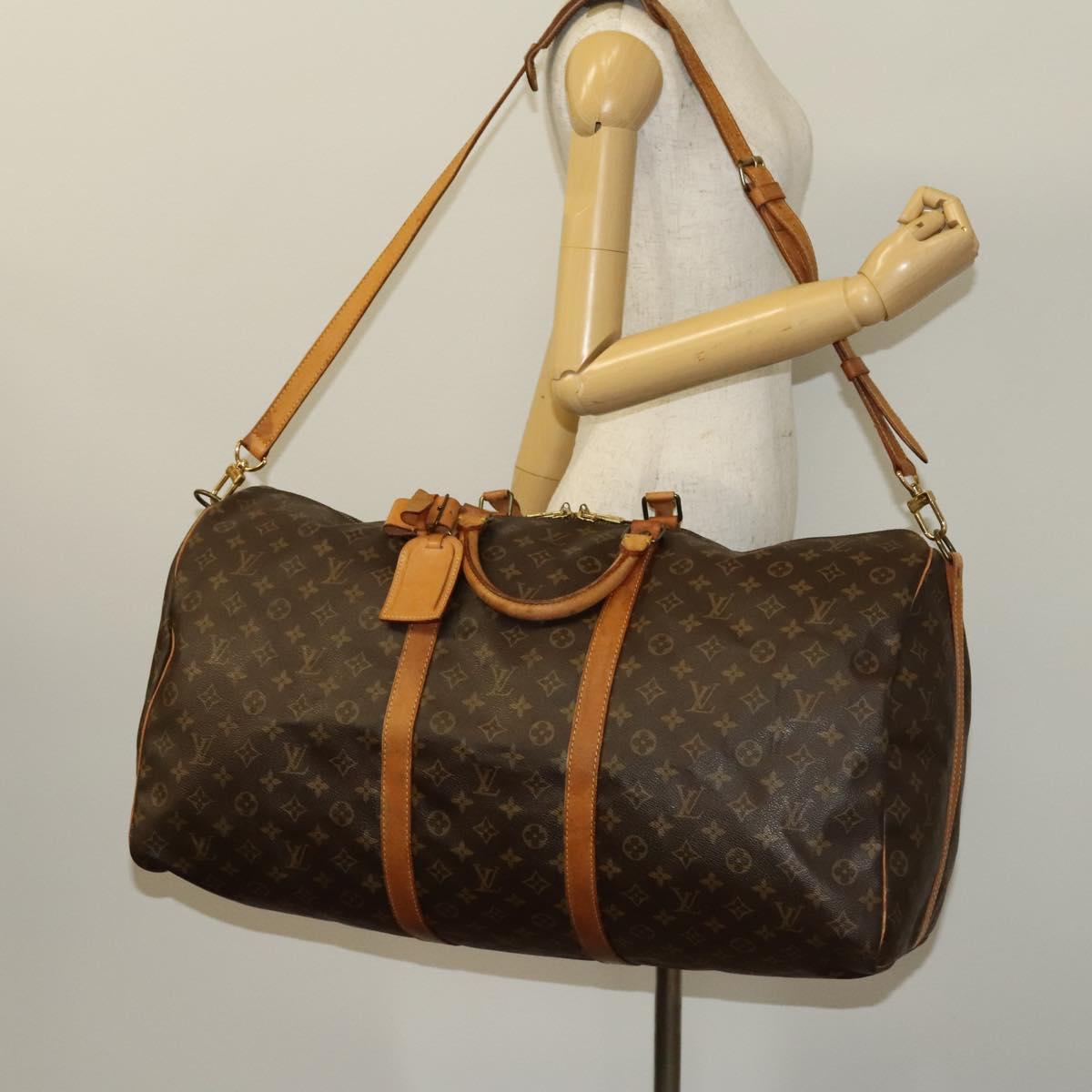 Louis Vuitton Keepall Bandoulière 60, Brown, Canvas, travel