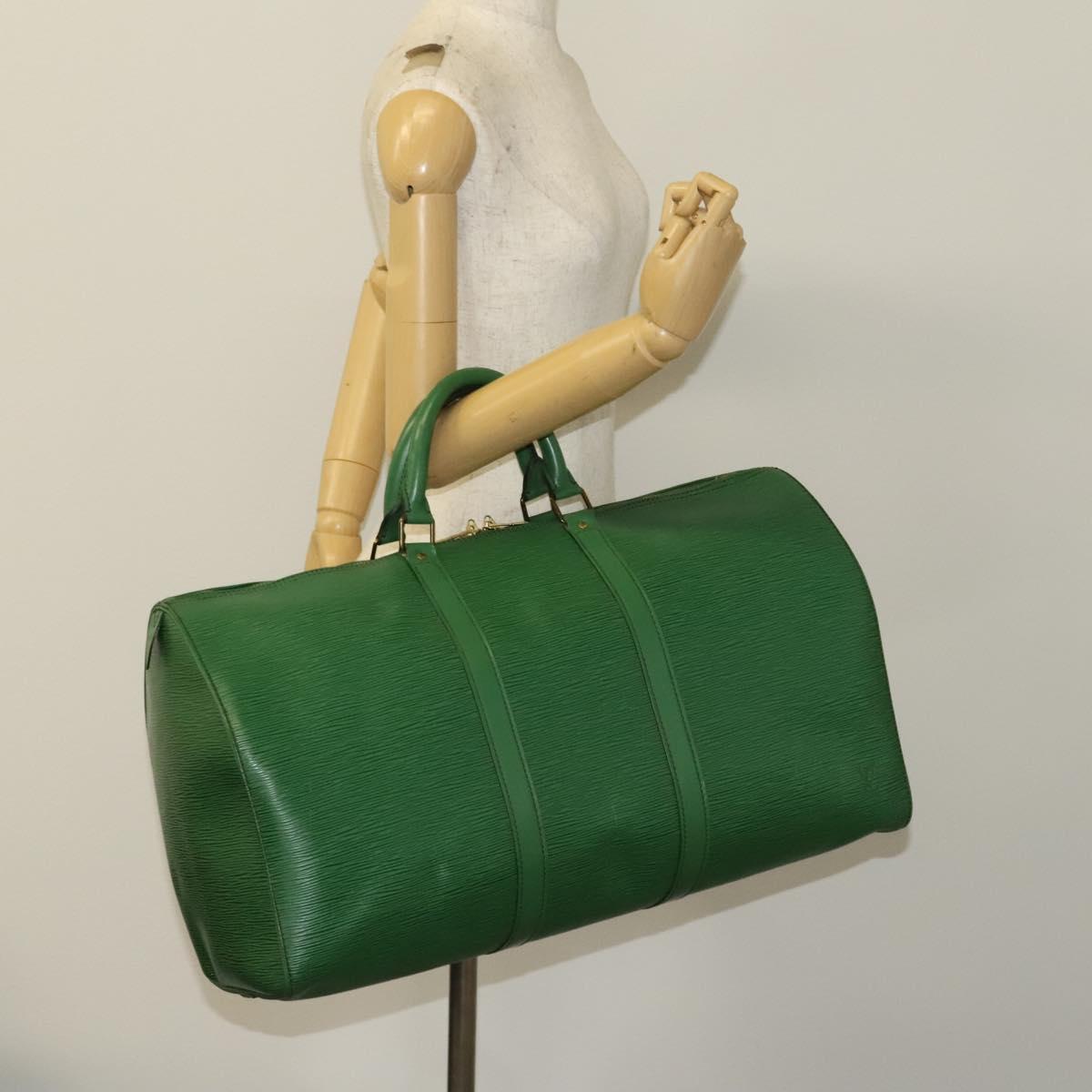 Louis Vuitton Keepall 50, Green, Leather, travel