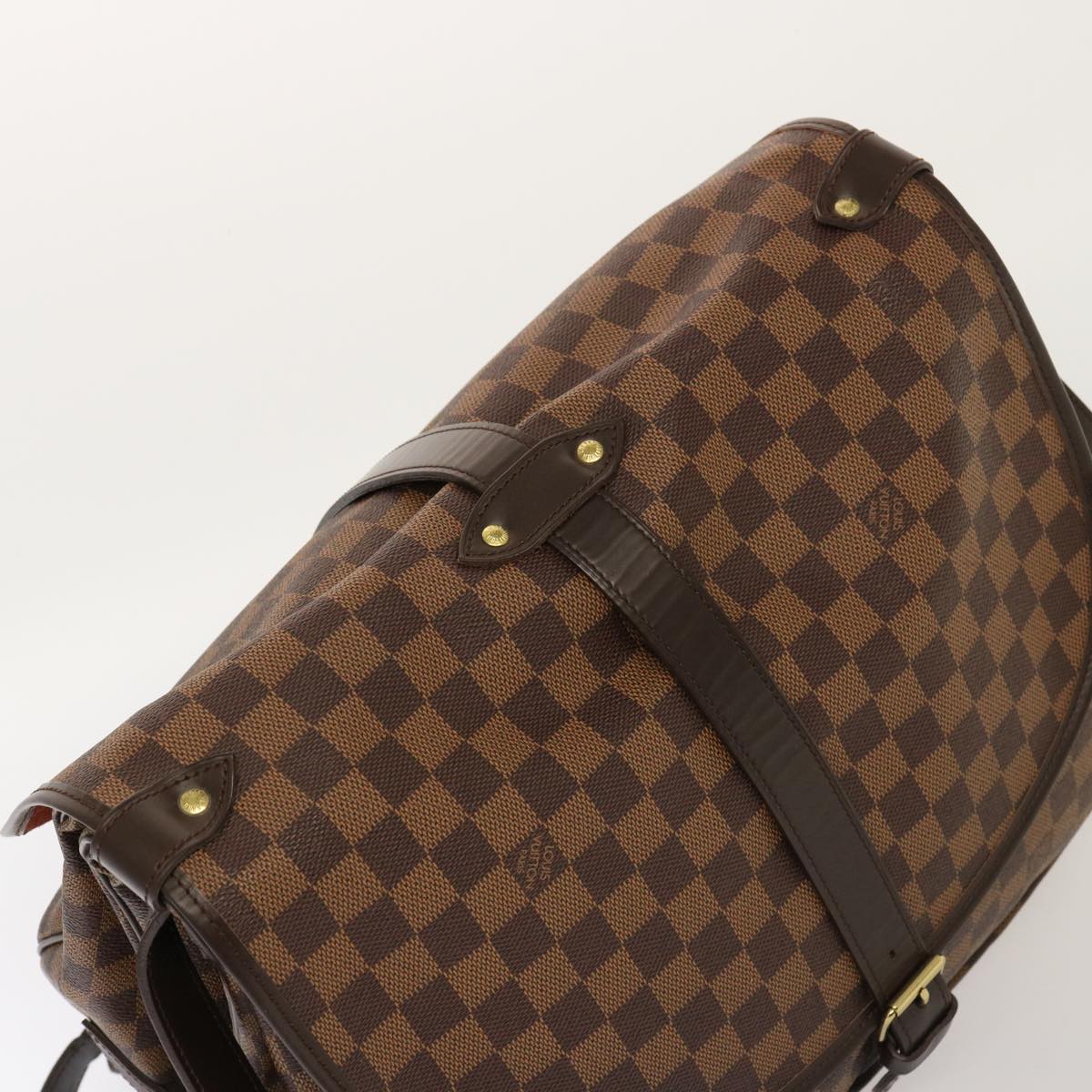Louis Vuitton Saumur 35, Brown, Canvas, shoulder